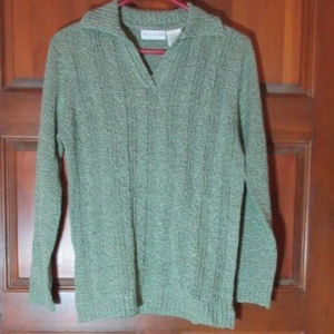 VTG GREEN "WHITE STAG" KNIT COLLAR SWEATER Small